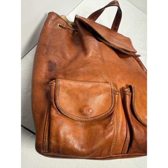 Vintage Pollini Bucket Bag Backpack Brown Leather Made in Italy main image 6